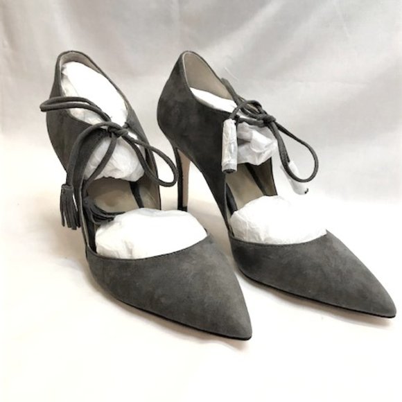 Ann Taylor Shoes - Ann Taylor Lace Up Gray Suede Pointy Toe Heels Boots Size 5.5 M New